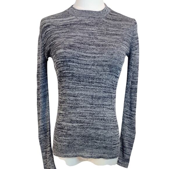 J. Crew Blue/White Ribbed Long Sleeve Crew Neck Sweater with Snap Cuffs Size XS. - Picture 1 of 7